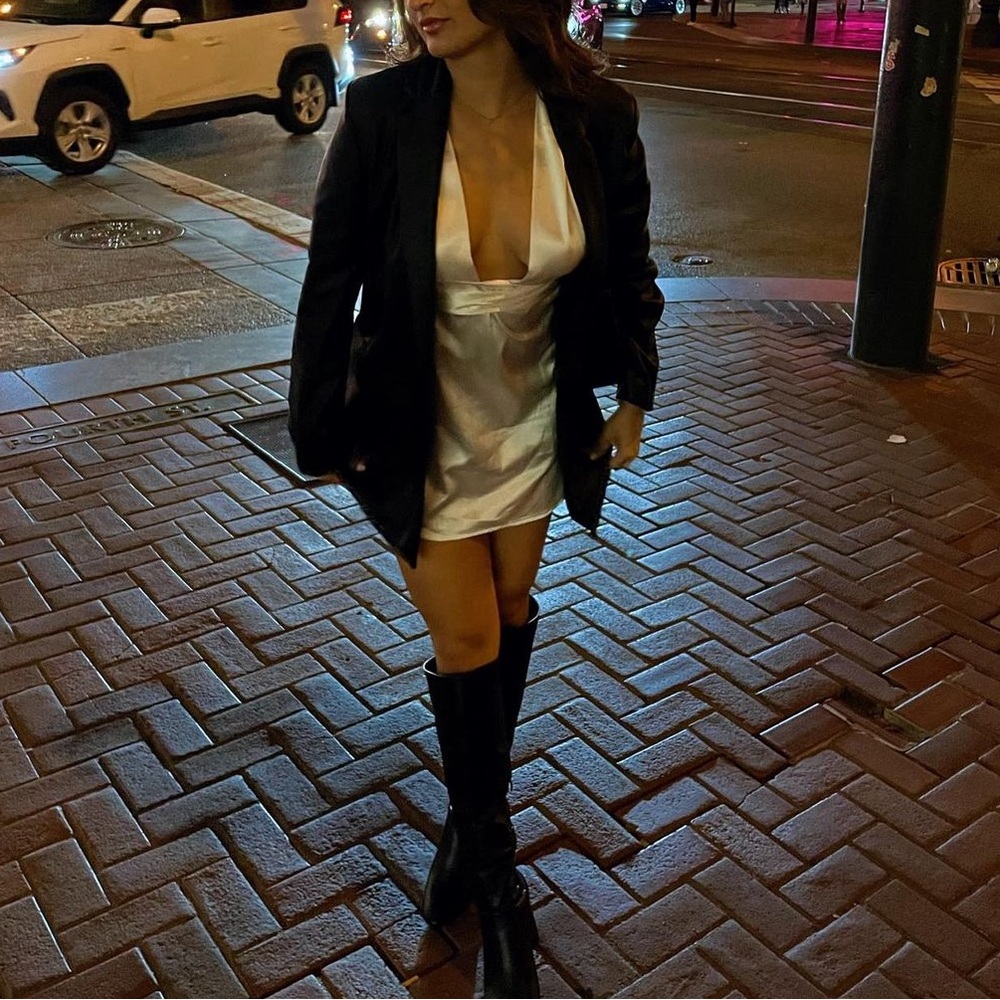 White silk dress